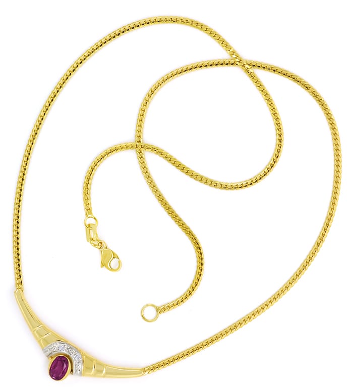 Foto 3 - Modernes Gold-Collier mit rotem Edelstein und Diamanten, Q0649