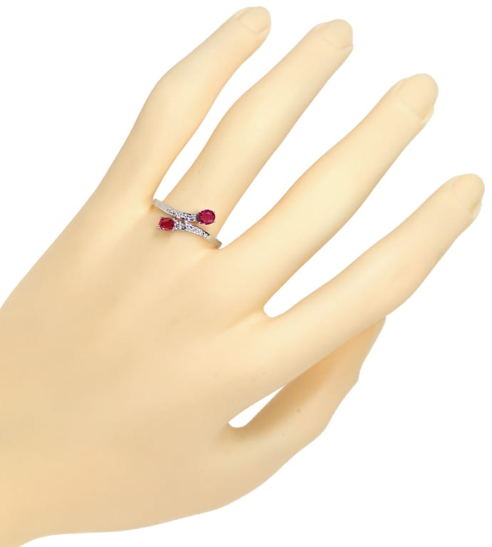 Foto 4 - Weißgoldring Toi et Moi mit roten Rubinen und Diamanten, Q1210