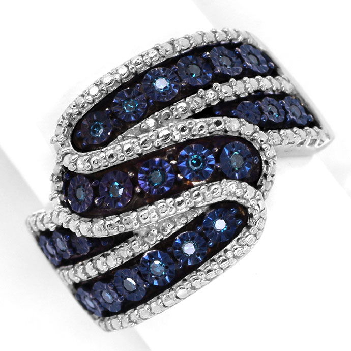 Foto 2 - Collier und Ring mit 45 blauen Diamanten aus 925 Silber, R9415