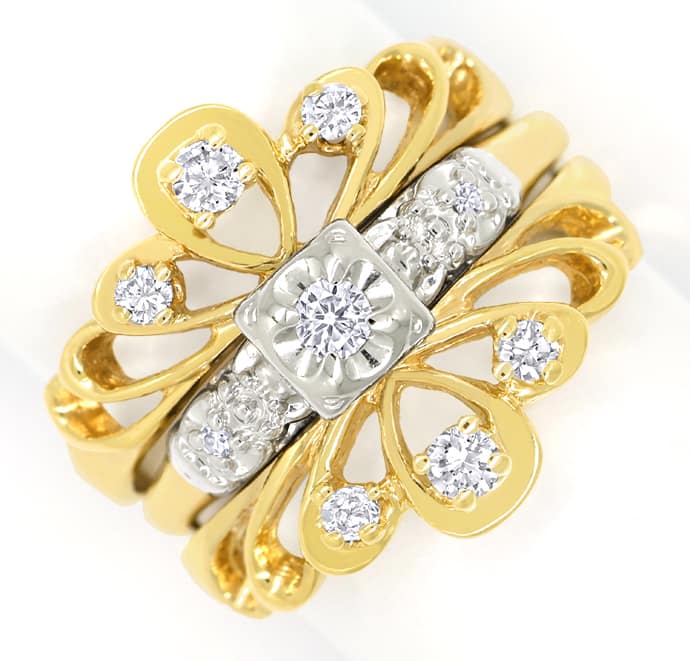 Foto 2 - Diamantring breites Band in Blütenform 0.31ct Diamanten, S1412