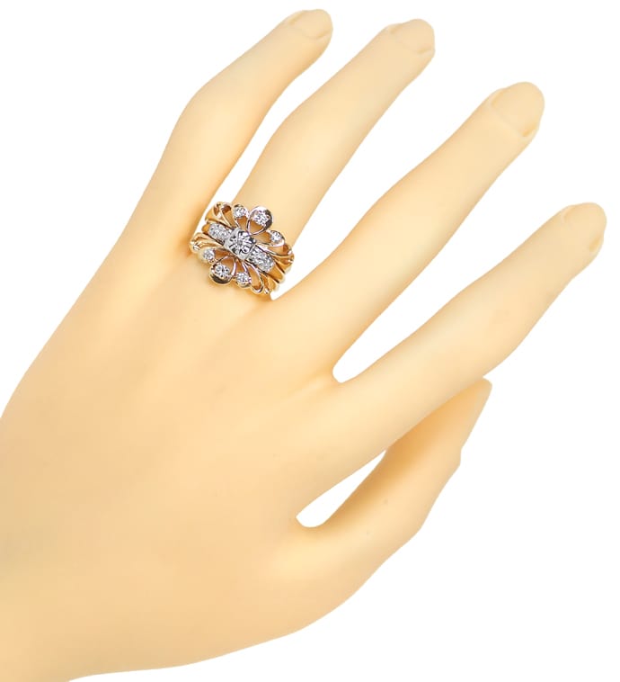 Foto 4 - Diamantring breites Band in Blütenform 0.31ct Diamanten, S1412