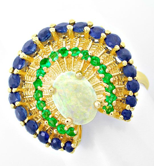 Foto 2 - Einmaliger Opal Safir Smaragd Ring Topdesign, S8583